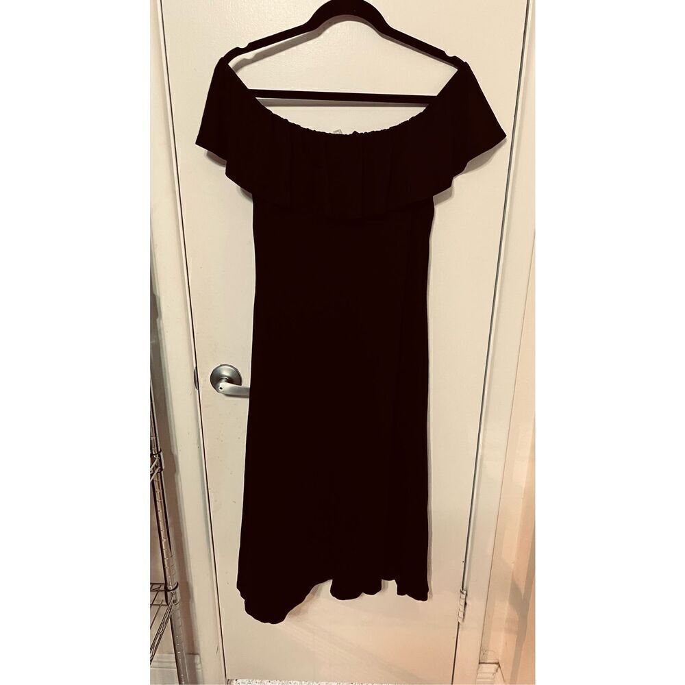 ASOS Black Off Shoulder Button Down Cotton Comfort Dress Womens Size 8 - Picture 7 of 10